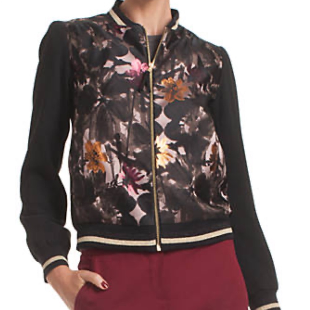 Trina Turk “pep floral” Jacquard  Bomber Jacket